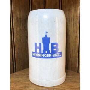 Vintage Henninger Brau Frankfurt Beer Stein Mug Pub Bar English Germany German